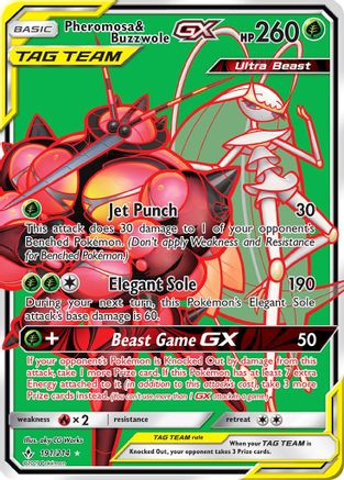 Pheromosa & Buzzwole GX (191) (Full Art) (UNB-) (Holofoil)