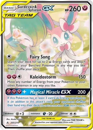 Gardevoir & Sylveon GX (205) (Alternate Full Art) (UNB-) (Holofoil)