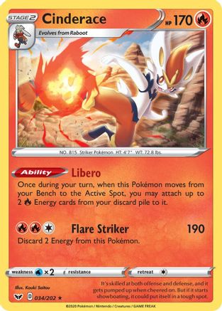 Cinderace (034) (SSH-034) (Reverse Holofoil)