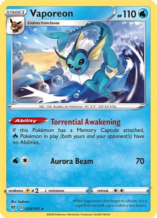 Vaporeon (VIV-030) (Reverse Holofoil)