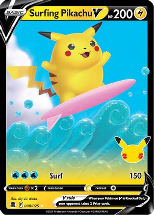 Surfing Pikachu V (CEL-008) (Holofoil)