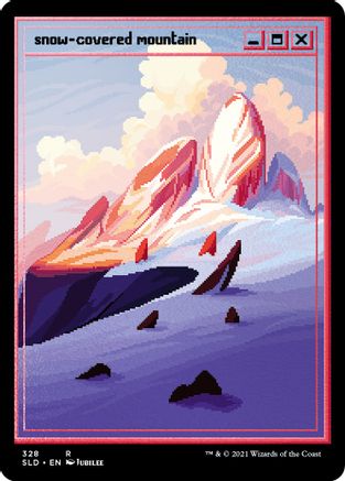 Snow-Covered Mountain (PixelSnowLands.jpg) (Foil Etched) (SLD-328) (Full Art) (Foil)