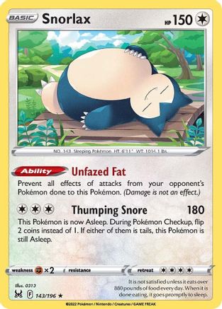 Snorlax (LOR-143) (Reverse Holofoil)
