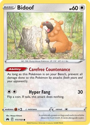 Bidoof (CRZ-111) (Reverse Holofoil)