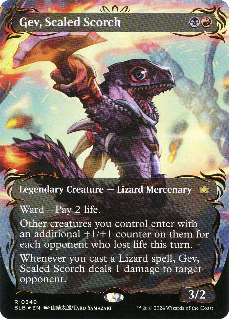 Gev, Scaled Scorch (BLB-349) (Showcase) (Borderless) (Raised Foil)