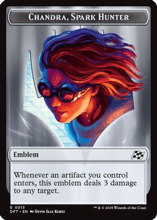 Emblem - Chandra, Spark Hunter // Vehicle Double-Sided Token (DFT-13 // 12)