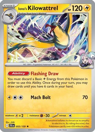 Iono's Kilowattrel (JTG-055) (Reverse Holofoil)