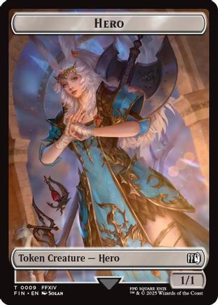 Hero (0009) // Bird (0017) Double-Sided Token (FIN-9 // 17) (Foil)