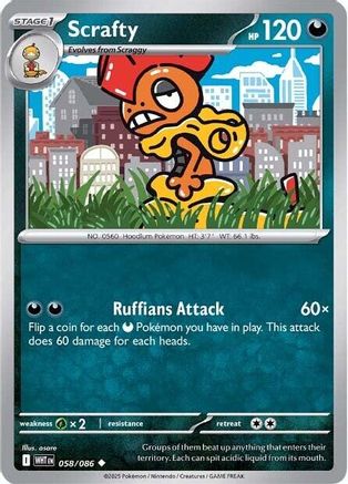 Scrafty (WHT-058) (Reverse Holofoil)