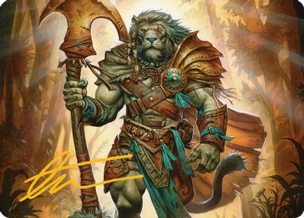 Ajani, Outland Chaperone Art Card (Gold-Stamped Signature) (ASECL-028)