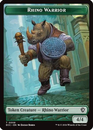 Rhino Warrior // Elemental (0010) Double-Sided Token (ECC-6 // 10) (Foil)