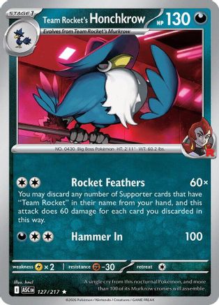 Team Rocket's Honchkrow (ASC-127) (Reverse Holofoil)