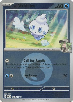 N's Vanillite (Energy Symbol Pattern) (ASC-049) (Reverse Holofoil)