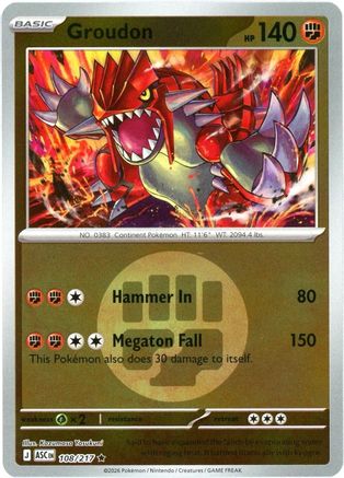 Groudon (Energy Symbol Pattern) (ASC-108) (Reverse Holofoil)