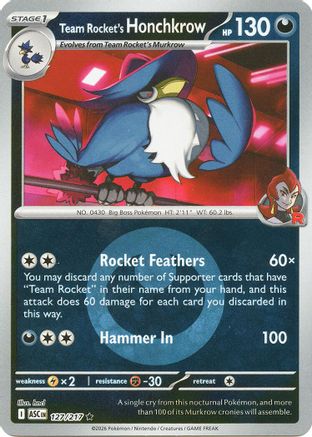 Team Rocket's Honchkrow (Energy Symbol Pattern) (ASC-127) (Reverse Holofoil)