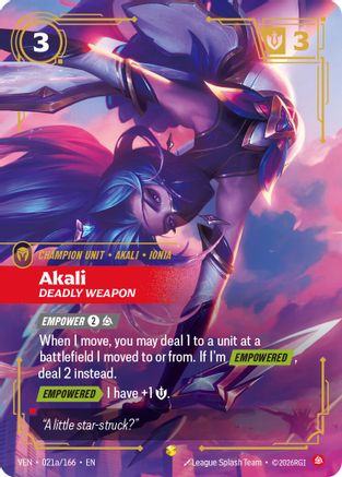 Akali, Deadly Weapon (Alternate Art) (VEN-021a) (Foil)
