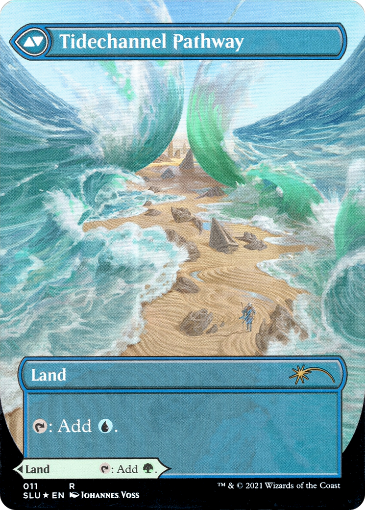 Barkchannel Pathway // Tidechannel Pathway (SLU-011) (Showcase) (Borderless) (Foil)