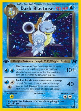 Dark Blastoise (3) (TR-003) (1st Edition Holofoil)