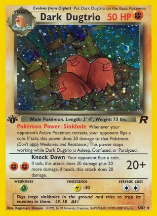 Dark Dugtrio (6) (TR-006) (1st Edition Holofoil)