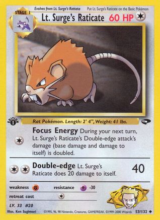 Lt. Surge's Raticate (G2-053) (1st Edition)