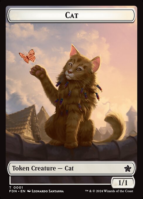 Elf Warrior // Cat (001) Double-Sided Token (FDN-19 // 1)