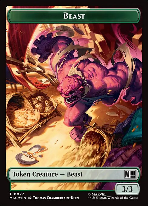 Rhino (029) // Beast (027) Double-Sided Token (Surge Foil) (MSC-29 // 27)