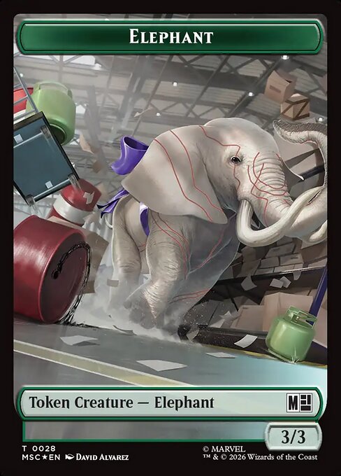 Rhino (029) // Elephant (028) Double-Sided Token (Surge Foil) (MSC-29 // 28)