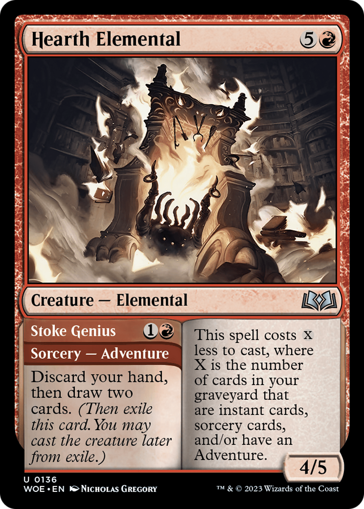 Hearth Elemental // Stoke Genius (WOE-136) (Foil)