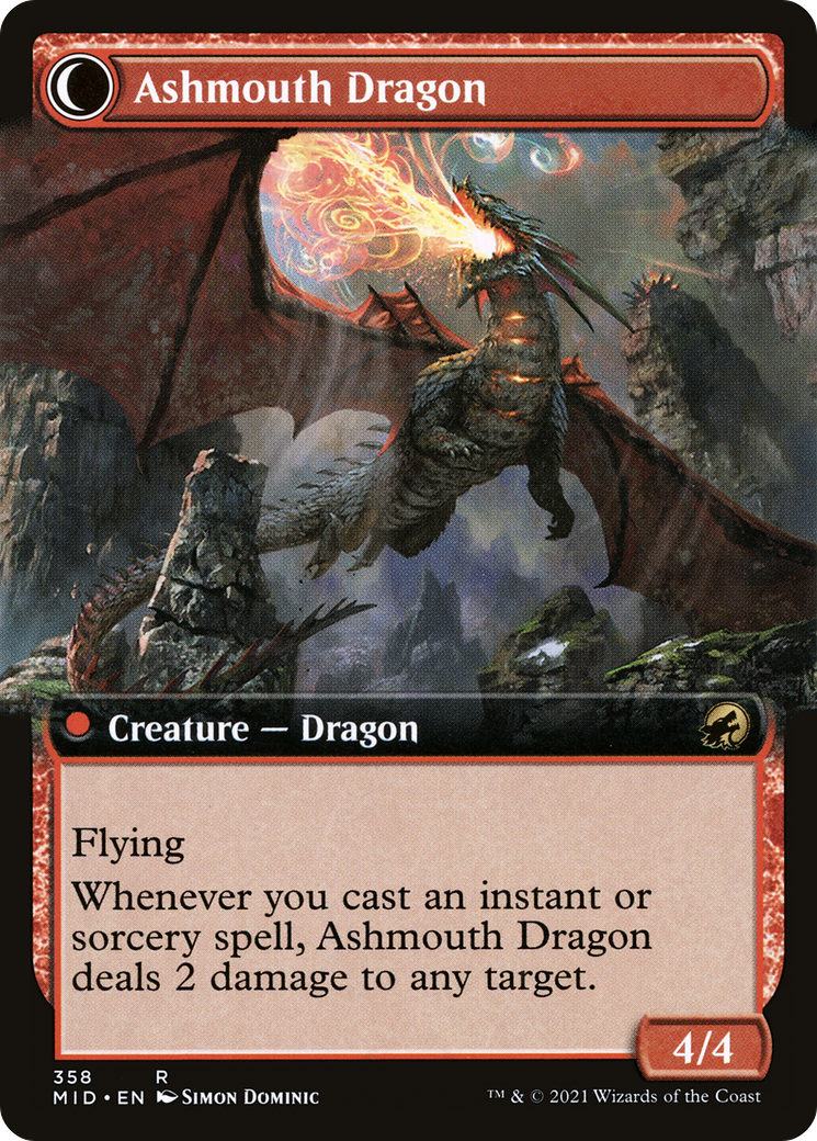 Smoldering Egg // Ashmouth Dragon (MID-358) (Extended Art)