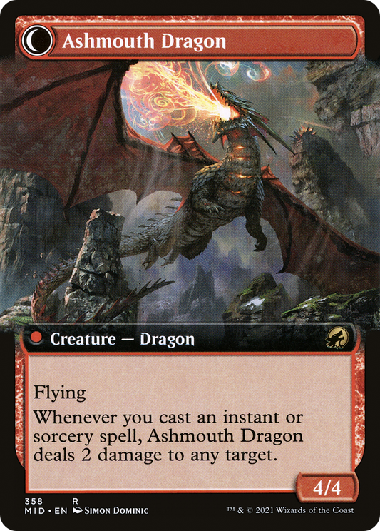 Smoldering Egg // Ashmouth Dragon (MID-358) (Extended Art)