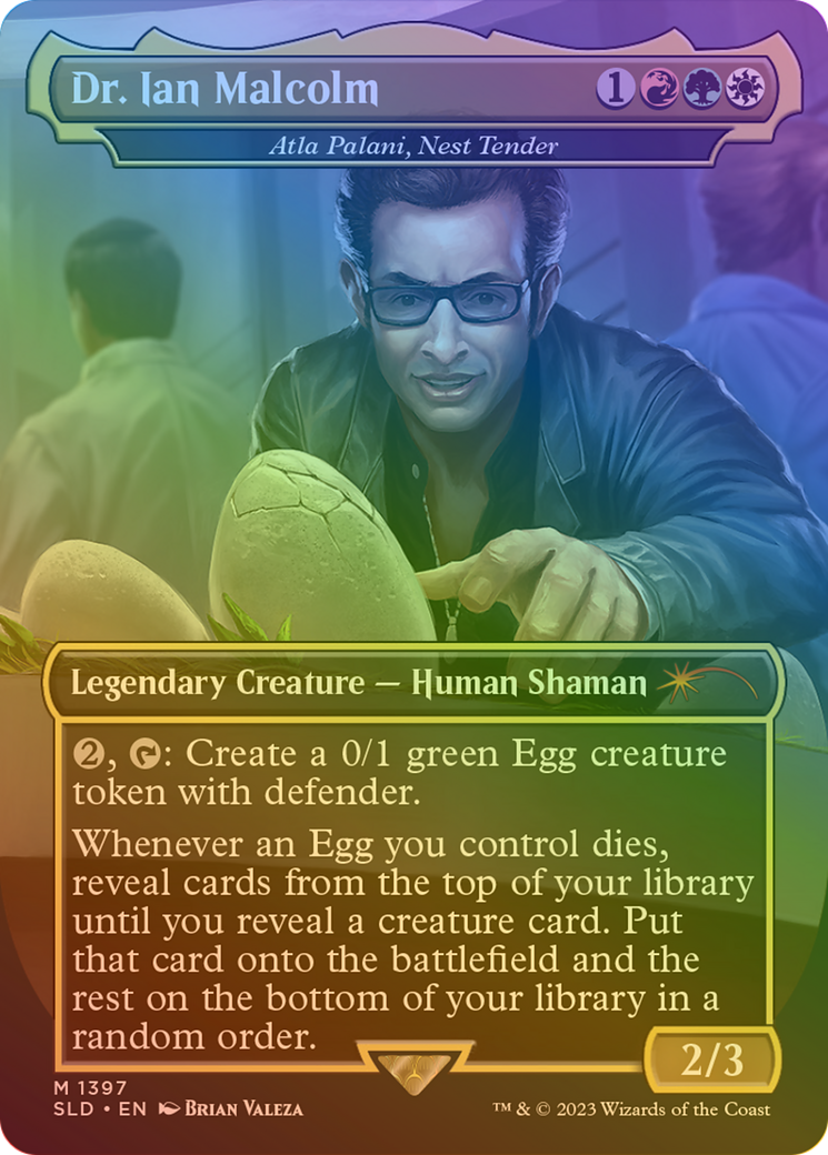 Dr. Ian Malcolm / Atla Palani, Nest Tender (SLD-1397★) (Borderless) (Foil)