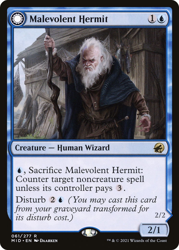 Malevolent Hermit // Benevolent Geist (MID-061) (Foil)