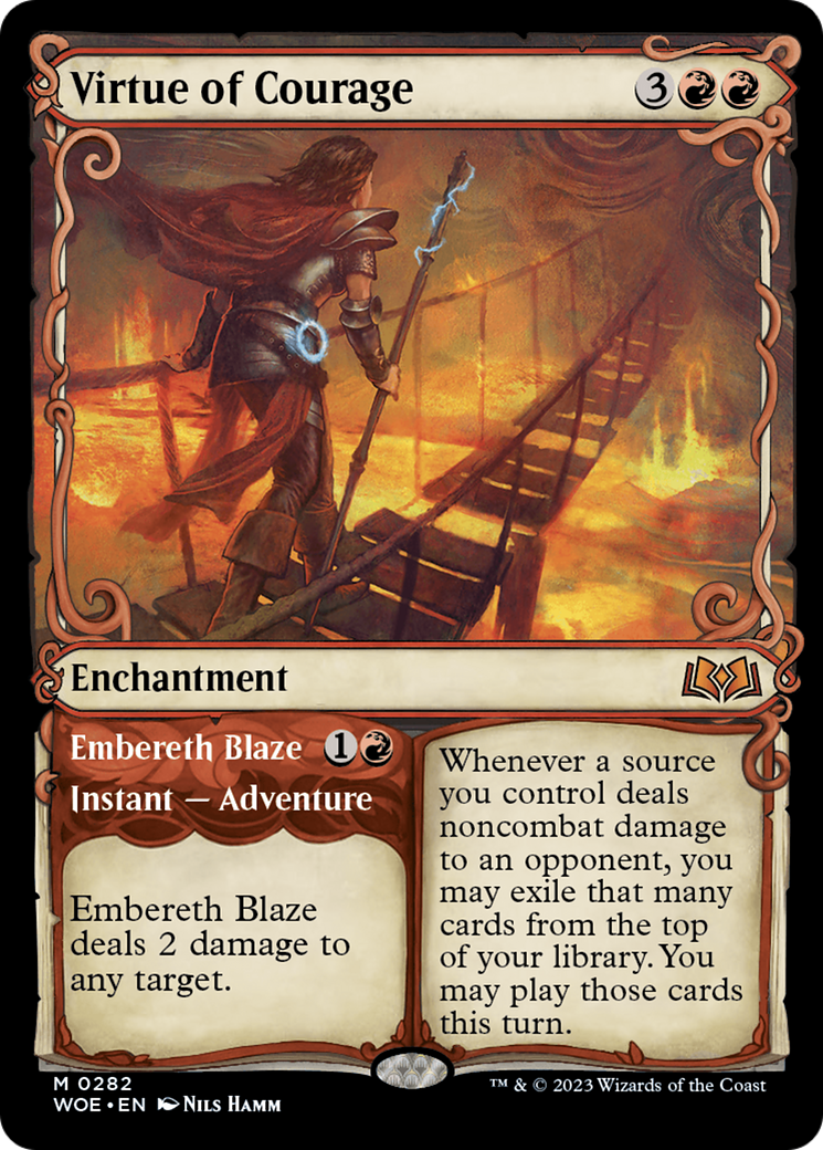 Virtue of Courage // Embereth Blaze (WOE-282) (Showcase) (Foil)