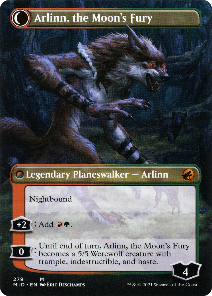 Arlinn, the Pack's Hope // Arlinn, the Moon's Fury (MID-279) (Borderless) (Foil)