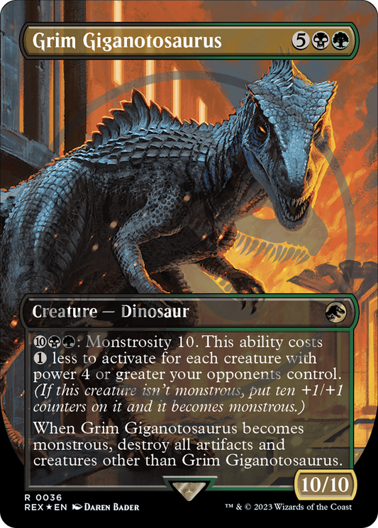 Grim Giganotosaurus (REX-036) (Borderless) (Foil)