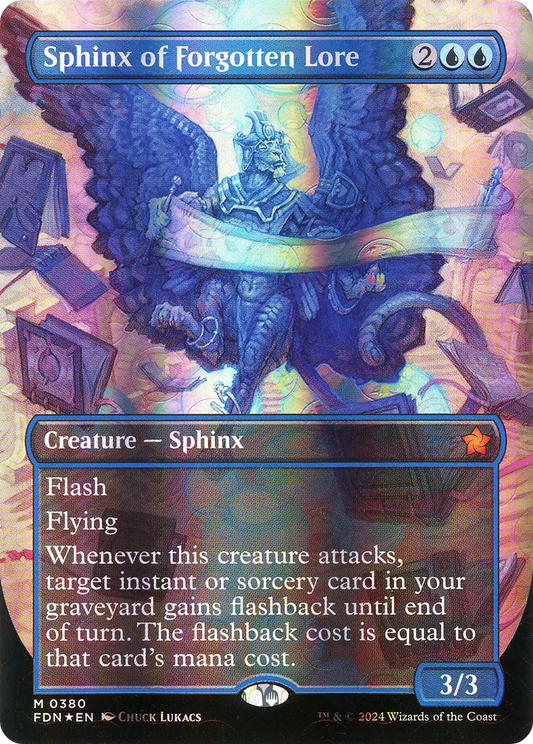 Sphinx of Forgotten Lore (FDN-380) (Borderless) (Mana Foil)