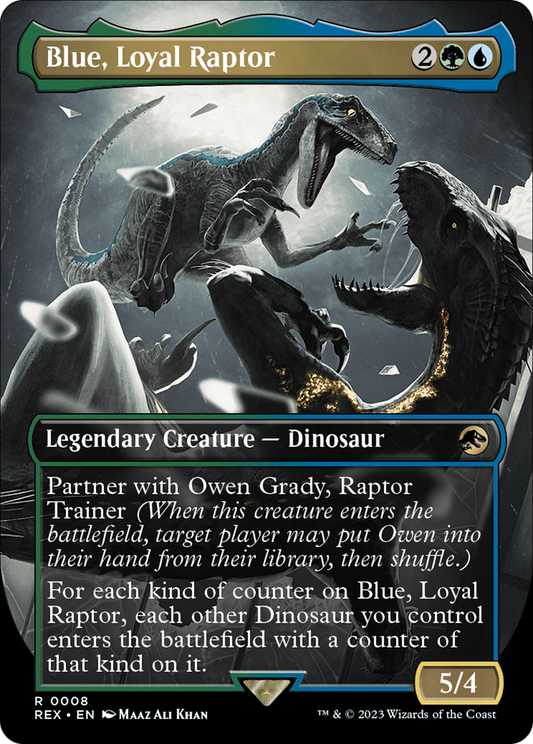Blue, Loyal Raptor (REX-008) (Borderless) (Foil)