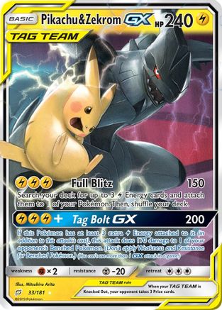 Pikachu & Zekrom GX (TEU-033) (Holofoil)