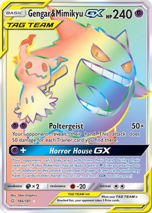 Gengar & Mimikyu GX (Secret) (TEU-186) (Holofoil)