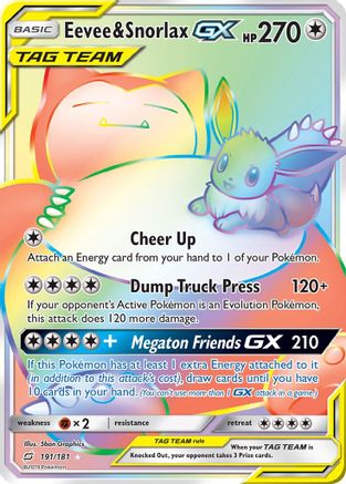 Eevee & Snorlax GX (Secret) (TEU-191) (Holofoil)