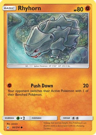 Rhyhorn (92) (UNB-092) (Reverse Holofoil)
