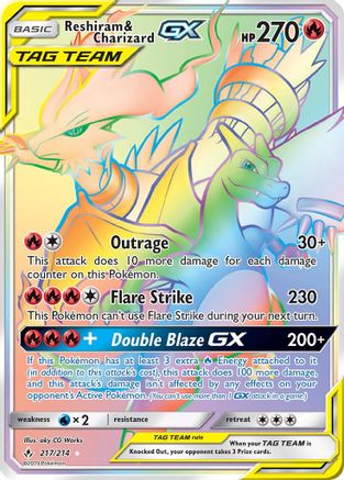 Reshiram & Charizard GX (Secret) (UNB-217) (Holofoil)