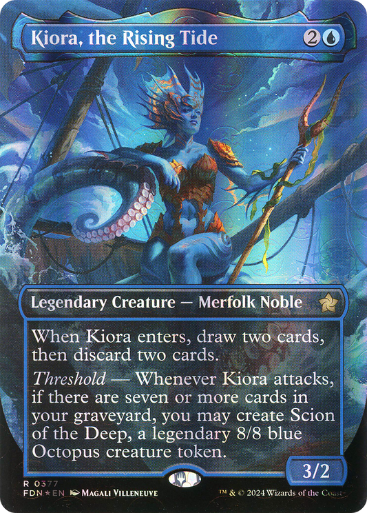 Kiora, the Rising Tide (FDN-377) (Borderless) (Mana Foil)