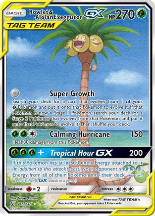 Rowlet & Alolan Exeggutor GX (Alternate Full Art) (UNM-) (Holofoil)