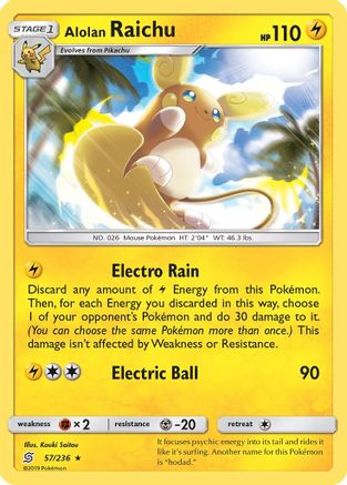 Alolan Raichu (UNM-057) (Reverse Holofoil)