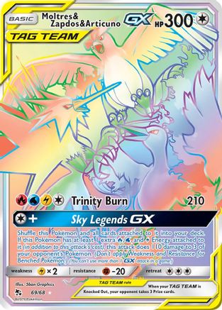 Moltres & Zapdos & Articuno GX (Secret) (HIF-069) (Holofoil)