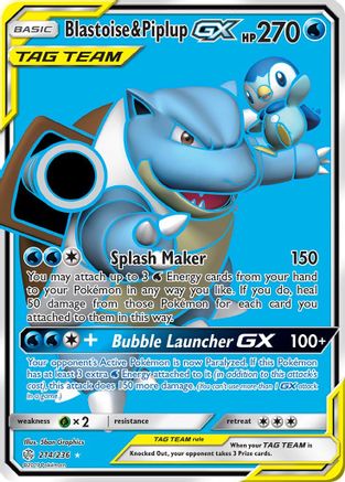 Blastoise & Piplup GX (Full Art) (CEC-) (Holofoil)