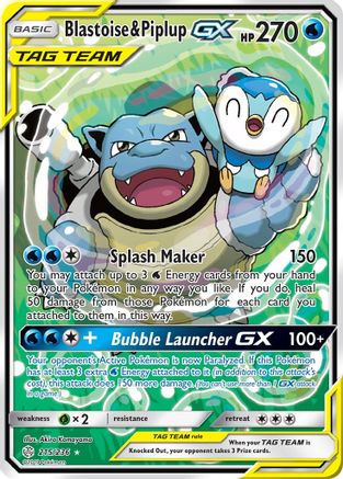 Blastoise & Piplup GX (Alternate Full Art) (CEC-) (Holofoil)