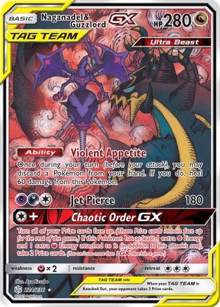 Naganadel & Guzzlord GX (Alternate Full Art) (CEC-) (Holofoil)