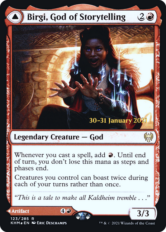 Birgi, God of Storytelling // Harnfel, Horn of Bounty (PRE-123S) (Foil)